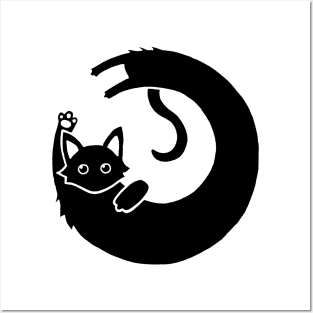 Long Cat Logo - Black Posters and Art